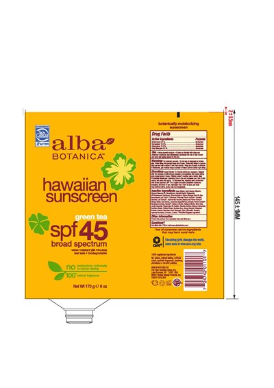 Tube Label 6oz (Alba Botanica Hw Sunscreen Green Tea Spf45 Tube Label 6oz)